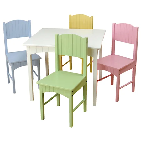 Nantucket Table & Four Pastel Chairs Kids Set